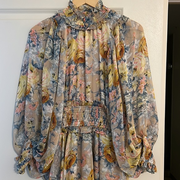 Elliatt Floral High-Low Dress - Yellow and Blue - Picture 5 of 10